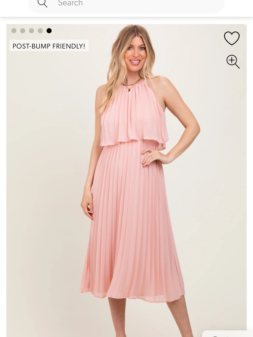 Pinkblush Blush Pink Pleated Halter Midi Dress